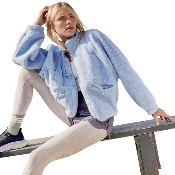 Free People Jackets & Blazers - Free People Hit The Slopes Fleece Jacket, Rain Drop - NWT